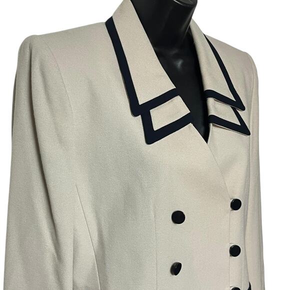 VINTAGE RETRO BLAZER JACKET 1980s 1990s DOUBLE BREASTED SIZE 8 BY KASPER ASL - Picture 2 of 4